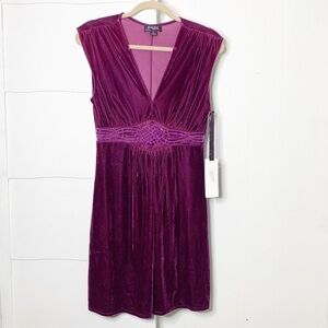 NEW with tags Hale Bob Plum Velvet V Neck Dress